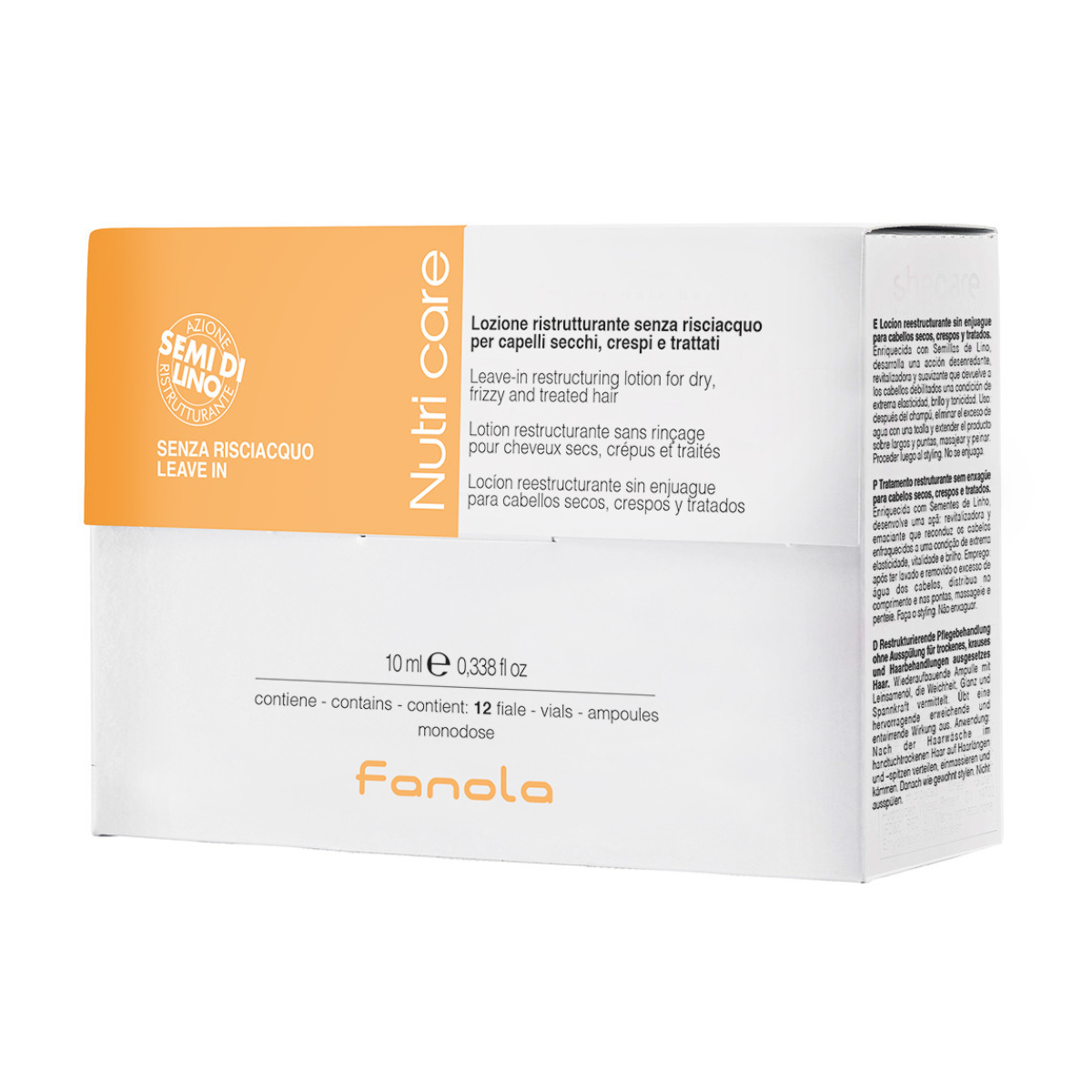 Ампули Fanola Nutri Care Leave-In Restructuring Lotion для реструктуризації сухого волосся, 12*10 мл